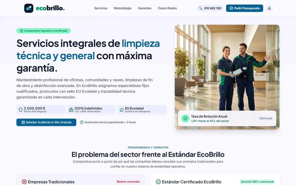 EcoBrillo: Web para empresa de limpieza
