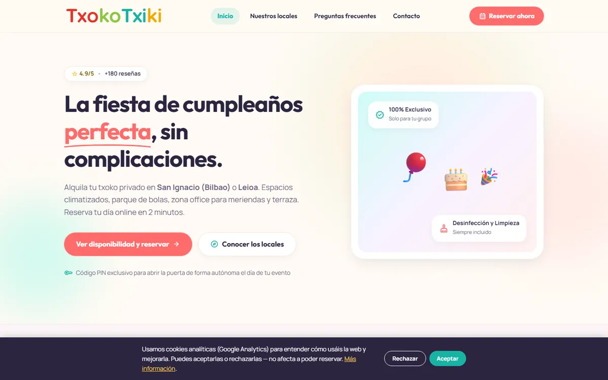 Txokotxiki: Reservas y fianzas online